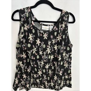 SunBay Cottons Women's 2X Sleeveless Black Colorful Cocktails Textured Front Fun